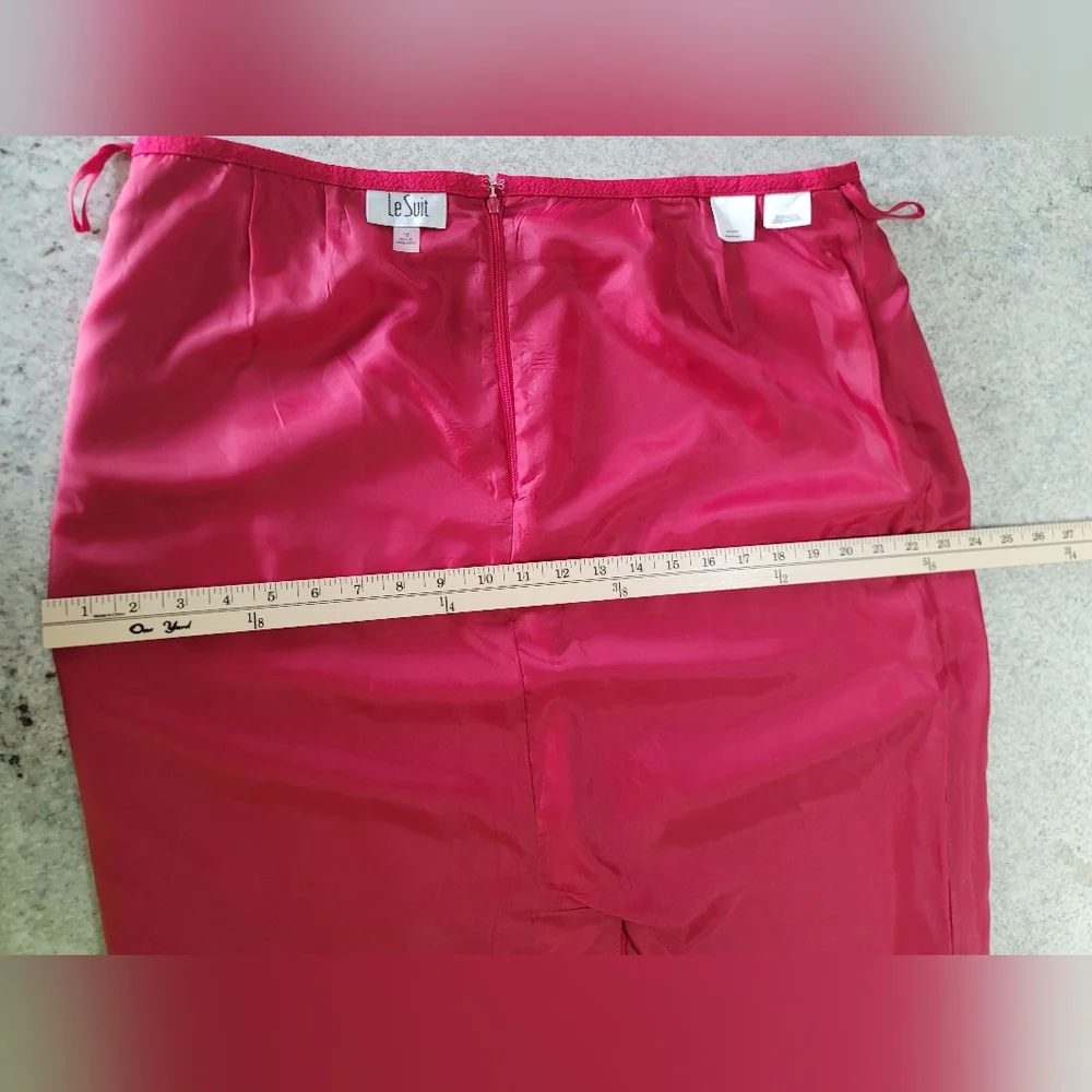 Le Suit Women Size 16 Pink Polyester Blazer Skirt Suit Lined Notch Collar 2PC - Picture 11 of 16